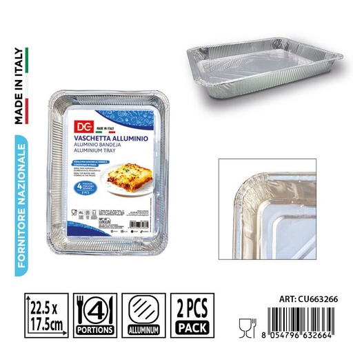 [0242019] Bandeja de aluminio 4 porciones 2 piezas - Accesorios de cocina desechables