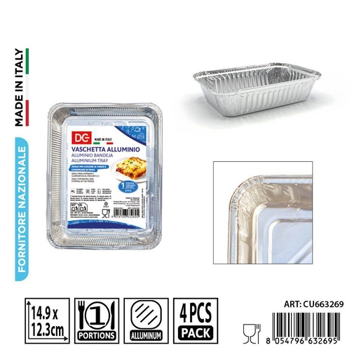 [0242022] Bandeja de aluminio desechable 4 piezas - Accesorios de cocina