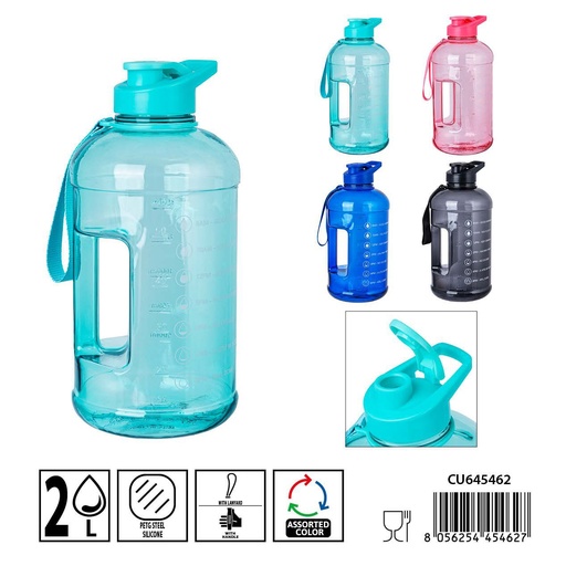 [0239756] Botella de agua de plástico 12.8x26.5 cm 2L - Botellas y utensilios de agua