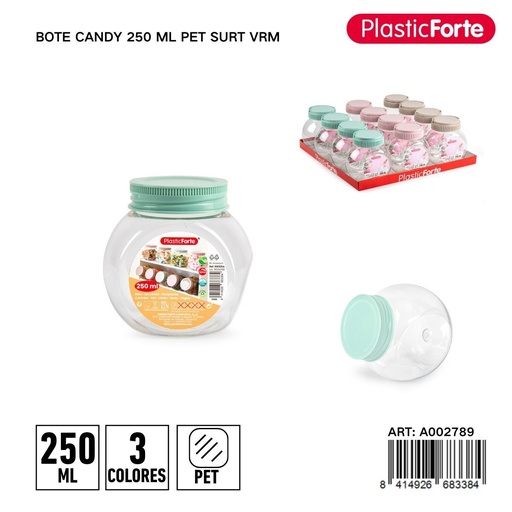 [A002789] Bote de plástico Candy 250 ml - Envase para dulces y almacenamiento