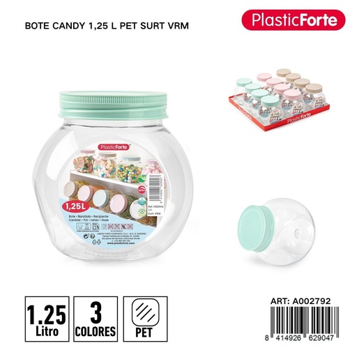 [A002792] Bote de plástico Candy 1,25 L - Envase para dulces y almacenamiento