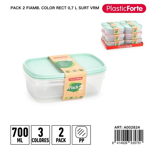 [A002824] Pack de 2 fiambre mini rectangular 0,7 L - Pequeños recipientes para aperitivos