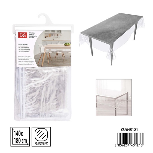 [0238595] Mantel de plástico transparente 140x180 cm - Protector de mesa