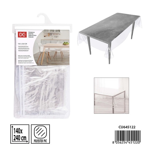 [0238596] Mantel de plástico transparente 140x240 cm - Protector de mesa