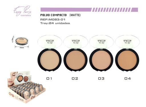 [M083-01] Maquillaje compacto mate waterproof 24/u - Base de maquillaje en polvo