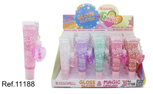 [8435433230793] Lipgloss glitter + magic gloss corazón 20/U - Cosméticos