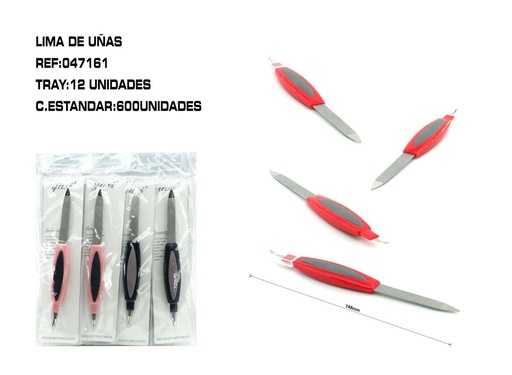 [047161] Lima de uñas metálica + quita cutícula 12/U - Accesorios de manicura