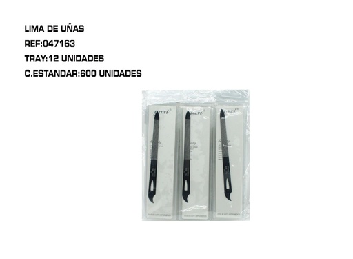 [047163] Lima de uñas + quita cutícula acero 12/U - Herramientas para cuidado de uñas