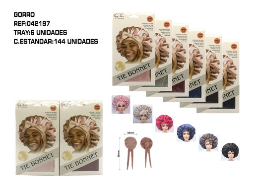 [042197] Gorro de satén liso con cinta 12/U - Accesorios de belleza y tratamiento capilar