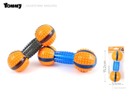 [YM0937] Juguete TPR en forma de kettlebell para mascotas, tamaño 15.2*5.5 cm - Juguetes para mascotas