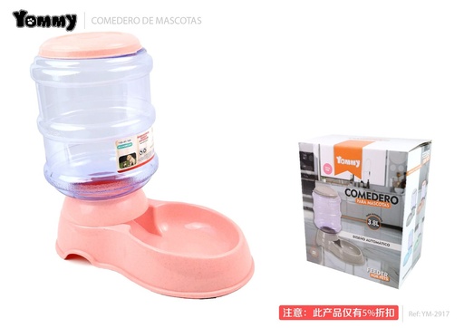 [YM2917] Dispensador de comida para mascotas 3.8L en color rosa - Accesorios para mascotas