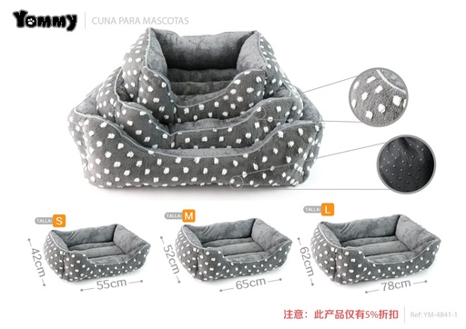 [YM4841-1] Cuna de mascota (juego de 3 piezas) gris - Accesorios para mascotas