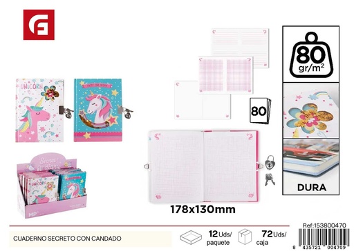 [153800470] Cuaderno secreto con candado - Material escolar y organización