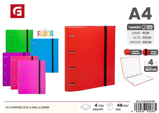 [154401536] EU Carpeta 25 mm 4 anillas - Material de oficina