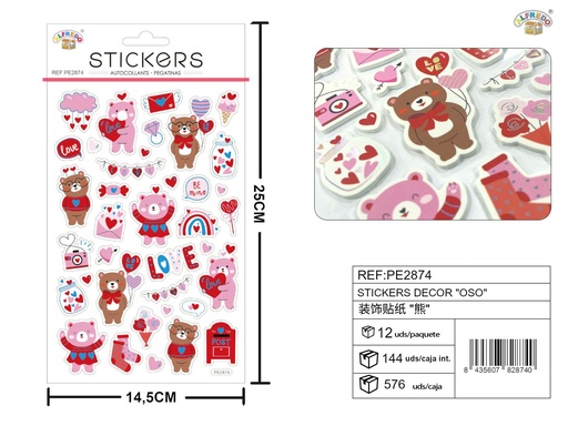 [PE2874] Stickers decorativos de oso 14x25 cm - Adhesivos decorativos y manualidades