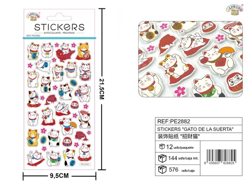 [200782882] Stickers "Gato de la suerte" 9.5x21.5 cm - Accesorios creativos y de entretenimiento