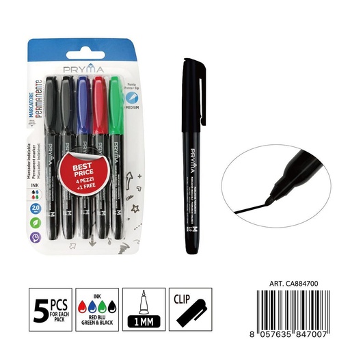 [0235652] Marcador para CD de punta M 1MM 5 unidades multicolor - Material de oficina