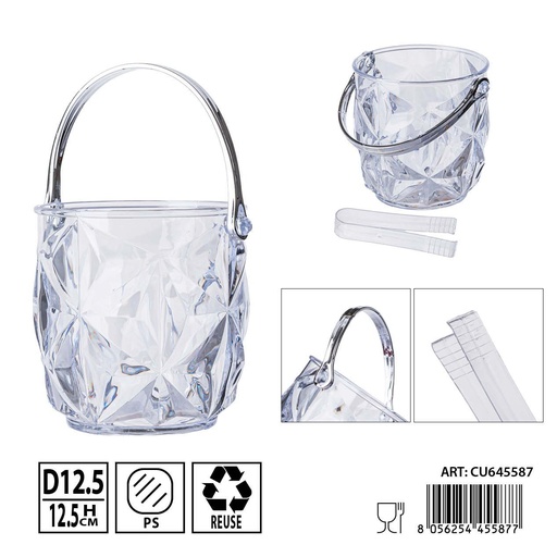 [0240261] Cesta de hielo 12.5X12.5CM con pinzas - Herramientas de coctel y accesorios para bar
