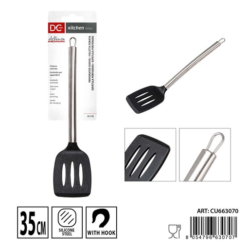 [0239890] Paleta perforada de silicona/acero 35x8 cm - Utensilios para cocinar y hornear