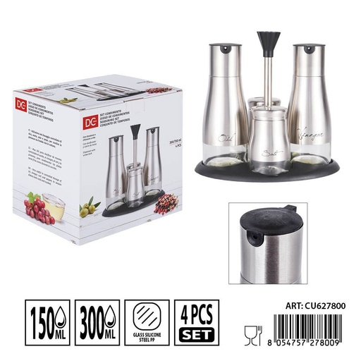 [0236289] Set de botes de condimentos 4PZ 300ML + 150ML - Botes de vidrio y accesorios