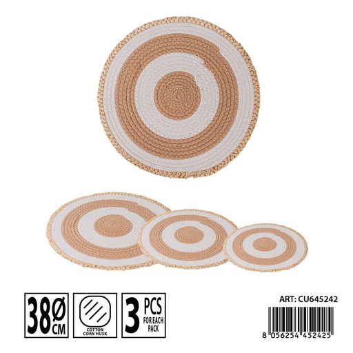 [0239309] Salvamanteles redondo de cuerda de algodón 38 cm - Accesorios de mesa