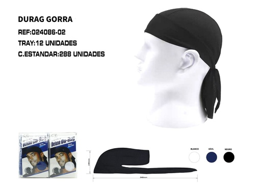 [024086-02] Durags para hombres y mujeres 3 colores 12/u - Accesorios de cabello