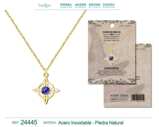 [24445] Colgante Nudo de Bruja Acero dorado con Lapizlázuli - Joyas y protección