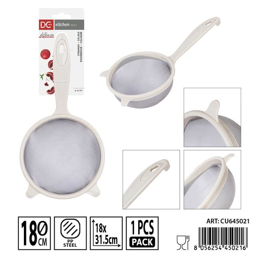 [0237695] Colador de malla de acero inoxidable de plástico 18 cm - Utensilios de cocina y coladores