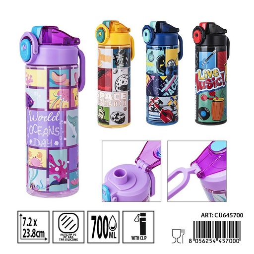 [0241134] Botella de plástico 700 ml 7.2x23.8 cm - Accesorios de cocina y botellas para bebidas