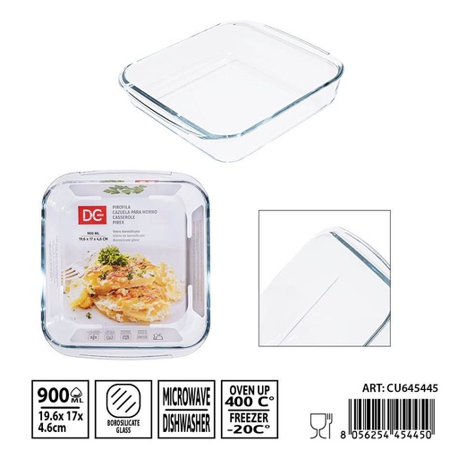 [0239487] Bandeja de cristal cuadrada 900 ml 19.6x17x4.65 cm - Utensilios de mesa y bandejas de cristal