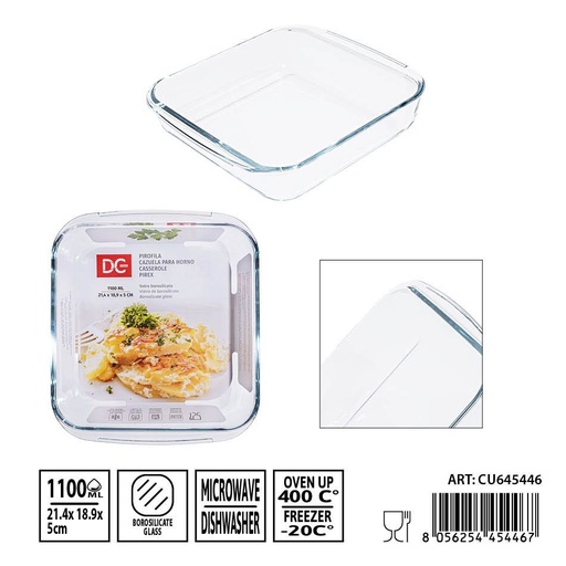 [0239488] Bandeja de cristal cuadrada 1100 ml 21.4x18.9x5 cm - Utensilios de mesa y bandejas de cristal