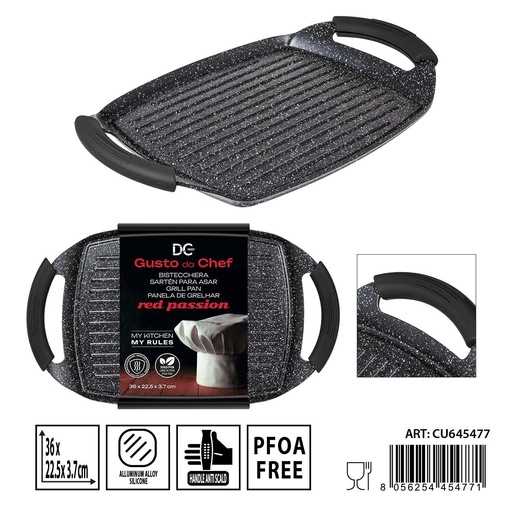 [0239783] Sartén parrilla 36x22.5x3.7 cm 0.4mm - Accesorios de cocina y utensilios de hornear