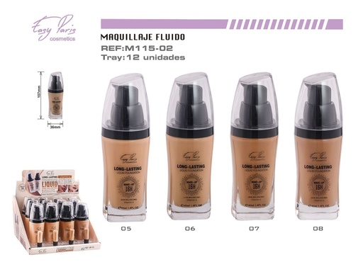 [M115-02] Base de maquillaje líquida con vitamina E 12 unidades - Cosmética y maquillaje