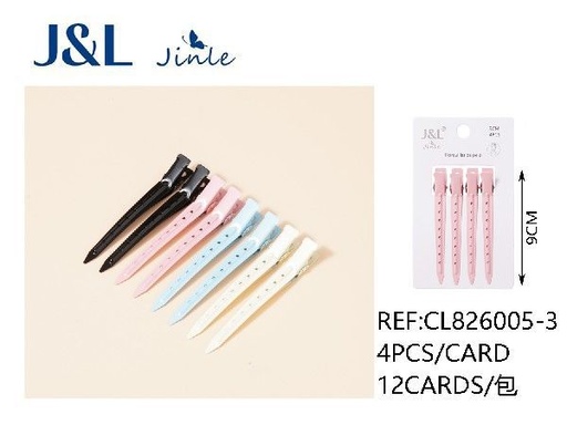 [8445801315564] Pack de 4 pinzas espada 9 cm surtidas 12 unidades - Accesorios para el cabello