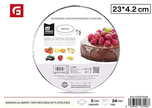 [114247558] Bandeja de aluminio con tapa redonda 23*4.2cm - Recipientes desechables