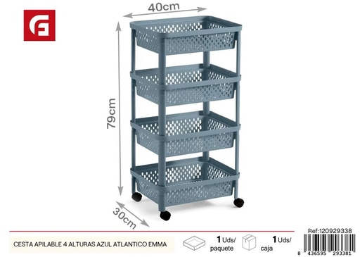 [120929338] Cesta apilable 4 alturas azul atlántico modelo Emma - Almacenamiento versátil