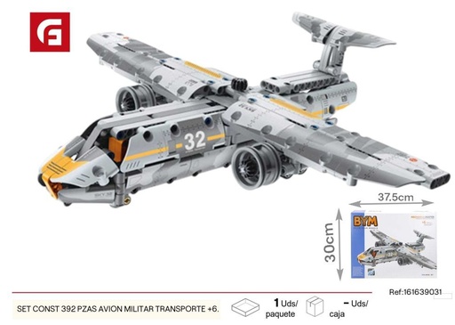 [161639031] Set de construcción 392 piezas avión militar de transporte 6 años+ - Juguetes educativos