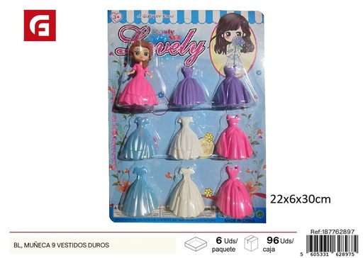 [187762897] Set de 9 muñecas con vestidos duros - Juguetes para niños