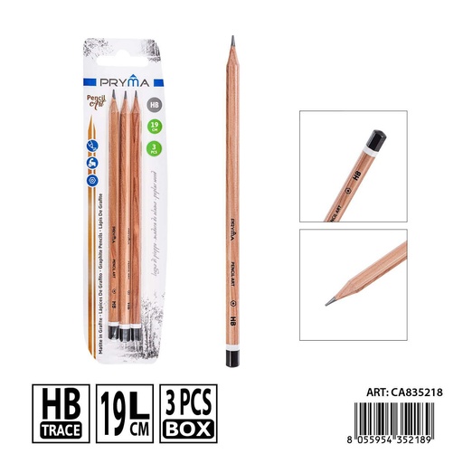 [0241294] Lápiz HB de 19 cm 3 unidades - Herramientas de escritura PRYMA
