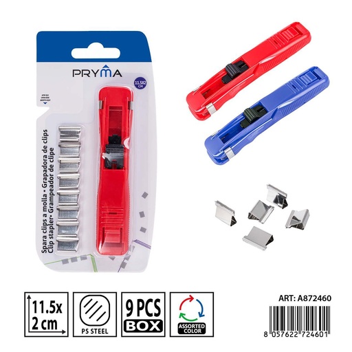 [0239939] Engrapadora de clips con 8 clips 11.5x2 cm - Accesorios de oficina