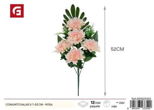 [200923352] Conjunto de dalias rosas 7 piezas 52 cm - Arreglos florales y decoraciones