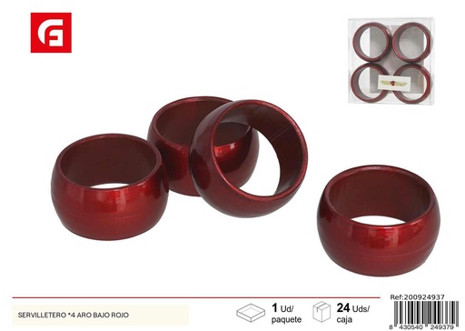 [200924937] Servilletero de metal con aro bajo rojo - Accesorios de cocina y servilletas