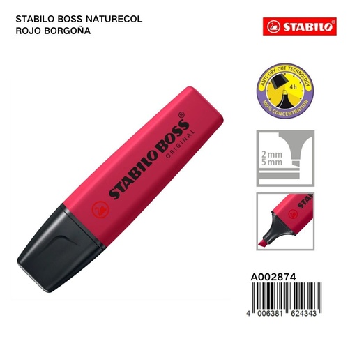 [A002874] Marcador estabilo 2/5MM color borgoña STABILO BOSS NATURECOL - Marcadores de colores