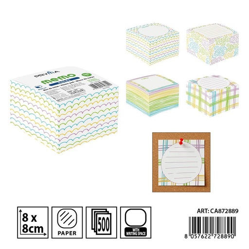 [0240914] Bloque de notas adhesivas 8x8 cm 500 ff 70g - Papelería y notas adhesivas