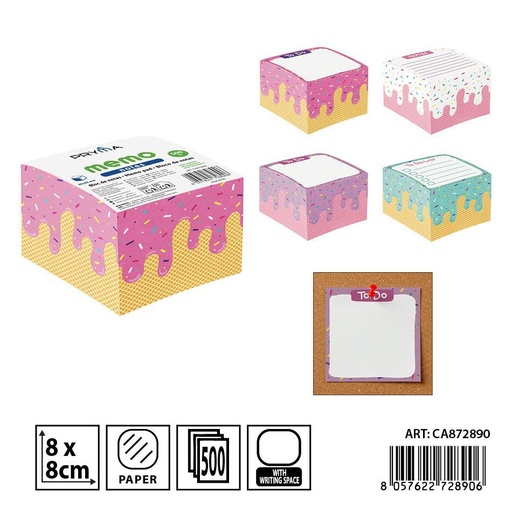 [0240915] Bloque de notas adhesivas no pegajosas 8x8 cm 500 hojas 70g - Papelería y útiles escolares