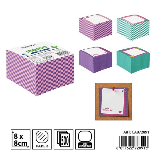 [0240916] Bloque de notas adhesivas no pegajosas 8x8 cm 500 hojas 70g - Papelería y útiles escolares