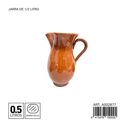 [A002877] Jarra de barro de 1/2 litro - Utensilios de cocina y vajillas de barro