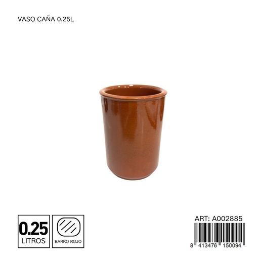 [A002885] Vaso caña de barro 0.25L - Utensilios de cocina y vajillas de barro