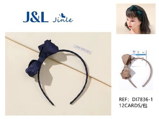 [0786071000902] Diademas con lazo azul marino 12/U - Accesorios para el cabello y diademas modernas