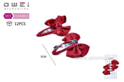 [8428947194903] Pack de clip BB con lazo de 5 cm - Pack de 12 unidades para peinados
